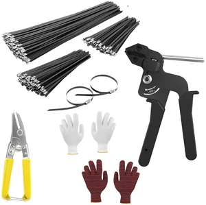 Stainless Steel Zip Ties Kit, 306 Pack Metal Cable Ties, Black 304 Epoxy Coated, Includes 6", 8" & 11.8" Ties With Plier, Scissor, Pair-Red Gloves, Pair-White Gloves, Bag, 1 Screw Driver Stainless Steel Zip Ties Kit, 306 Pack Metal Cable Ties, Black 304 Epoxy Coated, Includes 6", 8" & 11.8" Ties With Plier, Scissor, Pair-Red Gloves, Pair-White Gloves, Bag, 1 Screw Driver