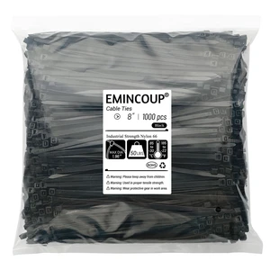 8 inch Zip Ties 1000 Pack, Black Cable Ties with 50lbs Tensile Strength, Self-Locking Plastic Wire Ties for Indoor and Outdoor Use by 8 inch Zip Ties 1000 Pack, Black Cable Ties with 50lbs Tensile Strength, Self-Locking Plastic Wire Ties for Indoor and Outdoor Use by