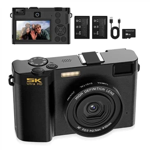 5K 64MP Dual Lens Digital Camera Autofocus 18X Zoom WiFi HDCF01 3.0" IPS Screen, LED Fill Light, USBC Charging, 2 Rechargeable Batteries, 64GB Memory Card small camera 5K 64MP Dual Lens Digital Camera Autofocus 18X Zoom WiFi HDCF01 3.0" IPS Screen, LED Fill Light, USBC Charging, 2 Rechargeable Batteries, 64GB Memory Card small camera