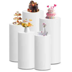 Cylinder Pedestal Covers, Set of 5 (S+M+L+XL+XXL), White, Only Cloth Spandex Display Cylinder Covers, Plinth Pillar Cover for Birthday Party Wedding Baby Shower Dessert Tables Decor Cylinder Pedestal Covers, Set of 5 (S+M+L+XL+XXL), White, Only Cloth Spandex Display Cylinder Covers, Plinth Pillar Cover for Birthday Party Wedding Baby Shower Dessert Tables Decor