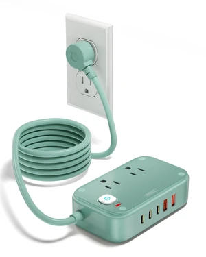 Power Strip with USB C - 40W Charging Station with 2 Outlets 3 USB C & 2 USB A - Charger for Multiple Devices, 5Ft Flat Plug Extension Cord for Travel Cruise Ship Office Dorm (Green) Power Strip with USB C - 40W Charging Station with 2 Outlets 3 USB C & 2 USB A - Charger for Multiple Devices, 5Ft Flat Plug Extension Cord for Travel Cruise Ship Office Dorm (Green)