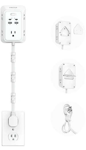 Electrical Outlet Extender, 36in Short Power Strip with 2 USB C 9 in 1 with 5 AC 4 USB, 1800J Surge Protector, Access Hard-to-Reach Outlets, Flat Plug for Behind Couche, Nightstand, Desk Electrical Outlet Extender, 36in Short Power Strip with 2 USB C 9 in 1 with 5 AC 4 USB, 1800J Surge Protector, Access Hard-to-Reach Outlets, Flat Plug for Behind Couche, Nightstand, Desk