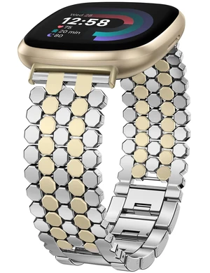 Metal Bands Compatible with Fitbit Sense 2/Versa 4/Versa 3/Sense Bands Women, Dressy Stainless Steel Chain Honeycomb Designer Luxury Chic Link Bracelet Wristband Replacement Strap for Versa 4 Metal Bands Compatible with Fitbit Sense 2/Versa 4/Versa 3/Sense Bands Women, Dressy Stainless Steel Chain Honeycomb Designer Luxury Chic Link Bracelet Wristband Replacement Strap for Versa 4