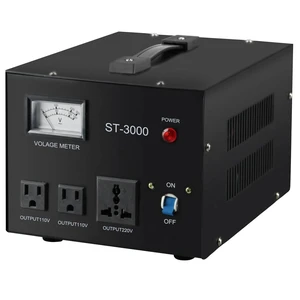 ST-3000 Voltage Transformer Converter Regulator with Voltage Meter - Step Up/Down - 110V/220V - Circuit Breaker Protection ST-3000 Voltage Transformer Converter Regulator with Voltage Meter - Step Up/Down - 110V/220V - Circuit Breaker Protection