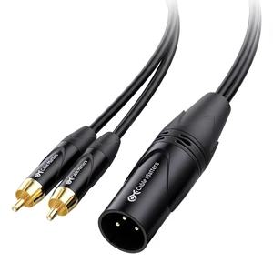 Dual RCA to XLR Stereo Audio Splitter, 6ft XLR Male to 2x RCA Male Splitter, XLR to Dual RCA Splitter, Black Dual RCA to XLR Stereo Audio Splitter, 6ft XLR Male to 2x RCA Male Splitter, XLR to Dual RCA Splitter, Black