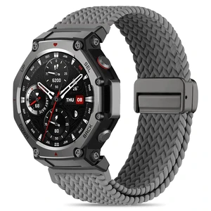 Elastic Woven Band Compatible with Amazfit T-Rex 3, Metal Magnetic Buckle Sports Replacement Strap Compatible with Amazfit T-Rex 3 Elastic Woven Band Compatible with Amazfit T-Rex 3, Metal Magnetic Buckle Sports Replacement Strap Compatible with Amazfit T-Rex 3