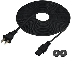Extra Long 25-Foot TV Power Cord Compatible with Select Samsung, LG, Sony, Hisense, Xbox, PS5 Electronics and More - 2-Prong AC Wall Plug - 2-Slot Straight Plug (Black, 25-Foot) Extra Long 25-Foot TV Power Cord Compatible with Select Samsung, LG, Sony, Hisense, Xbox, PS5 Electronics and More - 2-Prong AC Wall Plug - 2-Slot Straight Plug (Black, 25-Foot)
