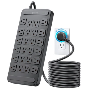 Large Surge Protector Power Strip with Multiple Outlets, 24 AC, 10ft 360 Roating Flat Plug, Heavy Duty Extension Cord, 4000J, ETL Listed, Wall Mount for Gaming Office Home Dorm Garage, Black Large Surge Protector Power Strip with Multiple Outlets, 24 AC, 10ft 360 Roating Flat Plug, Heavy Duty Extension Cord, 4000J, ETL Listed, Wall Mount for Gaming Office Home Dorm Garage, Black