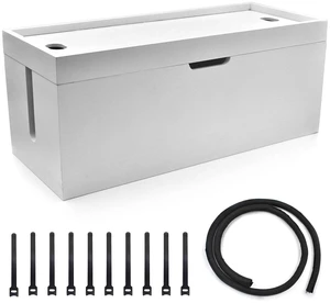 15 Inch Bamboo Large Cable Management Box, White Cord Organizer Hides power strips & TV wires, No assembly required, desk storage for home & office 15 Inch Bamboo Large Cable Management Box, White Cord Organizer Hides power strips & TV wires, No assembly required, desk storage for home & office