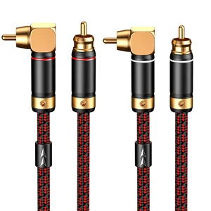 Audiophiles RCA/Phono Cable 2 RCA Male to 2 RCA Male HiFi System Interconnect Cable Braided for Home Cinema Subwoofer Amplifiers Blu-ray (Straight to Right Angle, 2.5ft/0.75m) Audiophiles RCA/Phono Cable 2 RCA Male to 2 RCA Male HiFi System Interconnect Cable Braided for Home Cinema Subwoofer Amplifiers Blu-ray (Straight to Right Angle, 2.5ft/0.75m)