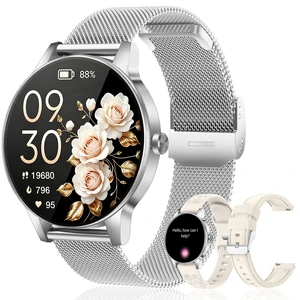 Smart Watch for Women/ Men, 1.27" HD Answer/Make Calls, Fitness Tracker with 130+ Sport Modes, Heart Rate/Sleep Monitor, IP68 Waterproof, Includes 3 Bands, Charming Gift for iPhone / Android (Silver) Smart Watch for Women/ Men, 1.27" HD Answer/Make Calls, Fitness Tracker with 130+ Sport Modes, Heart Rate/Sleep Monitor, IP68 Waterproof, Includes 3 Bands, Charming Gift for iPhone / Android (Silver)