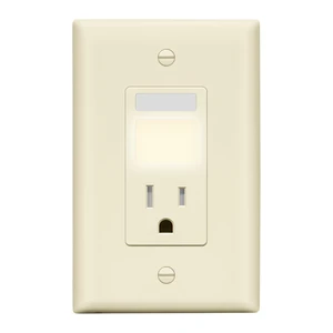 15A Outlet, LED, Motion Sensor, PIR Guide Light Receptacle, UL Listed Adjustable Time Delay, Tamper-Resistant, Matte Light Almond, Wall Plate Included, Thermoplastic, Daylight Sensor 15A Outlet, LED, Motion Sensor, PIR Guide Light Receptacle, UL Listed Adjustable Time Delay, Tamper-Resistant, Matte Light Almond, Wall Plate Included, Thermoplastic, Daylight Sensor
