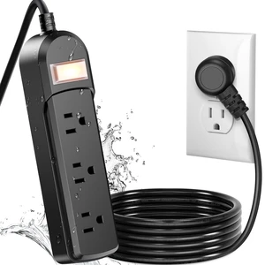 Outdoor Power Strip Weatherproof, 3 AC Outlets 10FT Extension Cord Wall Mountable, On/Off Switch, 13A/1625W Heavy Duty, for Patio Garden RV Outdoor Outdoor Power Strip Weatherproof, 3 AC Outlets 10FT Extension Cord Wall Mountable, On/Off Switch, 13A/1625W Heavy Duty, for Patio Garden RV Outdoor