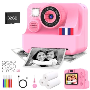 Instant Print Camera for Kids - Christmas Birthday Girls Gifts for Age 3 4 5 6 7 8 9 10 Year Old, 2.4 Inch Screen Kids Instant Camera, Kid Digital Video Cameras Toys with 32 GB SD Card (Pink) Instant Print Camera for Kids - Christmas Birthday Girls Gifts for Age 3 4 5 6 7 8 9 10 Year Old, 2.4 Inch Screen Kids Instant Camera, Kid Digital Video Cameras Toys with 32 GB SD Card (Pink)