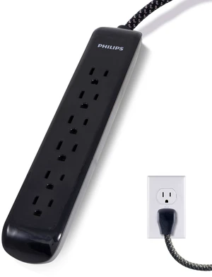 Surge Protector Power Strip, 10 Ft Long Braided Extension Cord 6 Outlet Extender, 1080 Joules, Flat Plug, On Off Switch, Home Office Dorm Essentials, ETL Safety Listed, Black, SPC3064BG/37 Surge Protector Power Strip, 10 Ft Long Braided Extension Cord 6 Outlet Extender, 1080 Joules, Flat Plug, On Off Switch, Home Office Dorm Essentials, ETL Safety Listed, Black, SPC3064BG/37