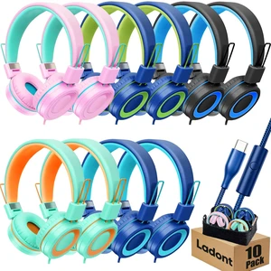 10 Pack Kids USB C Wired Headphones Bulk with Mic for School Classroom 10 Pack Kids USB C Wired Headphones Bulk with Mic for School Classroom