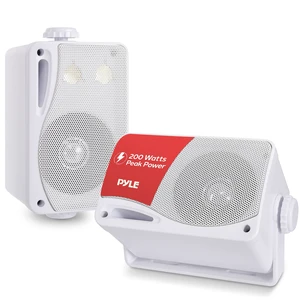 3-Way Weatherproof Outdoor Speaker Set - 3.5 Inch 200W Pair of Marine Grade Mount Speakers - in a Heavy Duty ABS Enclosure Grill - Home, Boat, Poolside, Patio, Indoor Outdoor Use - PLMR24 (White) 3-Way Weatherproof Outdoor Speaker Set - 3.5 Inch 200W Pair of Marine Grade Mount Speakers - in a Heavy Duty ABS Enclosure Grill - Home, Boat, Poolside, Patio, Indoor Outdoor Use - PLMR24 (White)