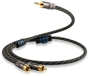 YYTCG Audiophile HiFi RCA to 3.5mm Audio Cable 1.64ft | 4N OFC Core, 24K Gold-Plated Plugs, Nylon Braid, Ferrite Cores, Double Shielded Rca to Aux for Speaker,Amplifier,Home Stereo YYTCG Audiophile HiFi RCA to 3.5mm Audio Cable 1.64ft | 4N OFC Core, 24K Gold-Plated Plugs, Nylon Braid, Ferrite Cores, Double Shielded Rca to Aux for Speaker,Amplifier,Home Stereo