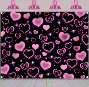 Pink Heart 2000s Backdrop Banner Pink and Black Sweet Y2K Photography Background Early 2000s Party Decorations Photo Banner Props Supplies 8x6ft Pink Heart 2000s Backdrop Banner Pink and Black Sweet Y2K Photography Background Early 2000s Party Decorations Photo Banner Props Supplies 8x6ft