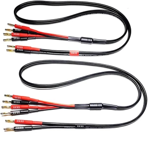 Bi-Wire Banana Plug Splitter Speaker Cable, 2-Pack (3 feet) 12 Gauge 680 strand count silicone soft rubber cable, 2 to 4 Banana Plugs Bi-Wire Banana Plug Splitter Speaker Cable, 2-Pack (3 feet) 12 Gauge 680 strand count silicone soft rubber cable, 2 to 4 Banana Plugs