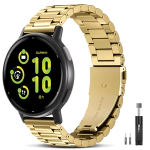 Compatible with Garmin Forerunner 165 Band/Forerunner 55/245/645/570-42mm, 20mm Quick Release Stainless Steel Metal Strap Replacement Wristband for Vivoactive 6/5/3/3 Music/Venu Sq 2 Compatible with Garmin Forerunner 165 Band/Forerunner 55/245/645/570-42mm, 20mm Quick Release Stainless Steel Metal Strap Replacement Wristband for Vivoactive 6/5/3/3 Music/Venu Sq 2