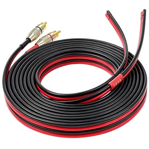 RCA Plug to Speaker Wire Leads, 10 ft, 14AWG, 2-Pack Gold plated RCA plugs resist oxidation and contact noise RCA Plug to Speaker Wire Leads, 10 ft, 14AWG, 2-Pack Gold plated RCA plugs resist oxidation and contact noise