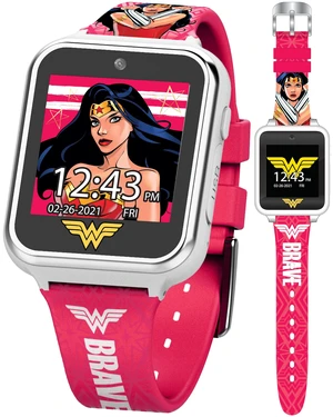 Wonder Woman Kids Smart Watch Interactive Touchscreen with Games, Selfie Camera, Voice Recorder, Step Counter, Alarm, Stopwatch, and Custom Watch Faces Pink Silicone Strap Fits Wrists 5.5 to 8 Wonder Woman Kids Smart Watch Interactive Touchscreen with Games, Selfie Camera, Voice Recorder, Step Counter, Alarm, Stopwatch, and Custom Watch Faces Pink Silicone Strap Fits Wrists 5.5 to 8