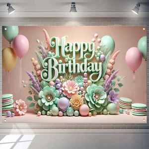 Pink Floral Happy Birthday Backdrop Banner for Women & Girls 71×43.3 in Lady Princess theme Birthday Backdrop; Polyester Fabric; Reusable; Ideal Photo Decor birthday parties Pink Floral Happy Birthday Backdrop Banner for Women & Girls 71×43.3 in Lady Princess theme Birthday Backdrop; Polyester Fabric; Reusable; Ideal Photo Decor birthday parties
