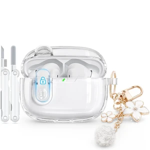 for JBL Vibe Beam 2 (2025)/JBL Vibe Beam (2023) with Safety Lock,White Soft TPU Clear Case with Cleaner Kit and Bling Keychain for JBL Vibe 200TWS (2022) for Women Girls,Shockproof Protection for JBL Vibe Beam 2 (2025)/JBL Vibe Beam (2023) with Safety Lock,White Soft TPU Clear Case with Cleaner Kit and Bling Keychain for JBL Vibe 200TWS (2022) for Women Girls,Shockproof Protection