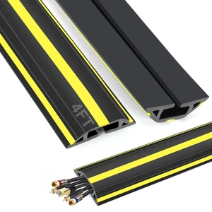 4 ft Cord Covers for Wires on Floor, Heavy Duty PVC Duct Floor Cord Cover, Floor Cable Cover Easy to Unroll Prevent Trip Hazard for Home Office or Outdoor Settings 4 ft Cord Covers for Wires on Floor, Heavy Duty PVC Duct Floor Cord Cover, Floor Cable Cover Easy to Unroll Prevent Trip Hazard for Home Office or Outdoor Settings