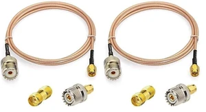 RF Coax SMA Male to UHF Female SO-239 Cable + 2pcs SMA Adapter SMA UHF Female SO239 Adapter for RF Applications/CB Radio/Handheld Radio Antenna/Walkie Talkie etc (Pack of 2) RF Coax SMA Male to UHF Female SO-239 Cable + 2pcs SMA Adapter SMA UHF Female SO239 Adapter for RF Applications/CB Radio/Handheld Radio Antenna/Walkie Talkie etc (Pack of 2)