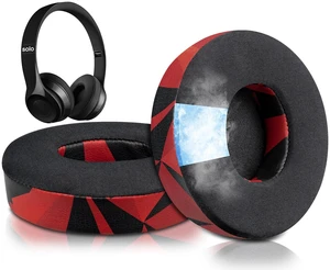 Cooling Gel Earpads Replacement for Beats Solo 2 & Solo 3 Wireless On-Ear Headphones, Ear Pads Cushions with High-Density Noise Isolation Foam, Added Thickness - Red Storm Cooling Gel Earpads Replacement for Beats Solo 2 & Solo 3 Wireless On-Ear Headphones, Ear Pads Cushions with High-Density Noise Isolation Foam, Added Thickness - Red Storm
