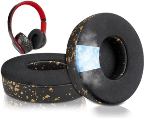 Cooling Gel Earpads Replacement for Beats Solo 2 & Solo 3 Wireless On-Ear Headphones, Ear Pads Cushions with High-Density Noise Isolation Foam, Added Thickness - Black Gold Cooling Gel Earpads Replacement for Beats Solo 2 & Solo 3 Wireless On-Ear Headphones, Ear Pads Cushions with High-Density Noise Isolation Foam, Added Thickness - Black Gold