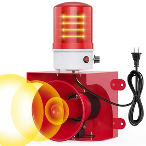 Industrial Siren Alarm Strobe Light for Factory Office Home Security 0-120dB Adjustable Loud Horn & Red Beacon AC110V Fires / Tornado / Intruders Siren IP65 Waterproof 150 Meters Warning Range Industrial Siren Alarm Strobe Light for Factory Office Home Security 0-120dB Adjustable Loud Horn & Red Beacon AC110V Fires / Tornado / Intruders Siren IP65 Waterproof 150 Meters Warning Range