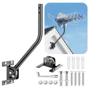 Antenna Mount Pole 1" OD Steel J-Pole Mount & 2mm Thick Bracket Plate For TV Antennas, Surveillance Cameras, Weather Stations, Full Hardware Included, For Wall/Roof Mount Antenna Mount Pole 1" OD Steel J-Pole Mount & 2mm Thick Bracket Plate For TV Antennas, Surveillance Cameras, Weather Stations, Full Hardware Included, For Wall/Roof Mount