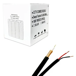 1000 ft. Siamese RG59 Coaxial CCTV Combo Cable Black - 20AWG RG59 + 18/2 18AWG Power 1000 ft. Siamese RG59 Coaxial CCTV Combo Cable Black - 20AWG RG59 + 18/2 18AWG Power