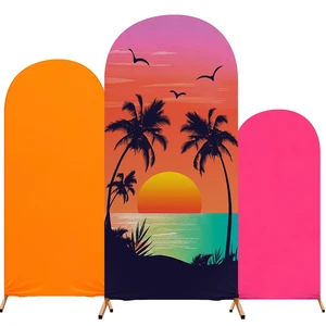 Set of 3 Hawaii Arch Backdrop Cover, Orange, Rose Red, Sunset Sizes 4ft 5ft 6ft for Stands, Princess Beach Party Decorations, Fitted Spandex Stretch Fabric, Reusable Summer Setup Set of 3 Hawaii Arch Backdrop Cover, Orange, Rose Red, Sunset Sizes 4ft 5ft 6ft for Stands, Princess Beach Party Decorations, Fitted Spandex Stretch Fabric, Reusable Summer Setup
