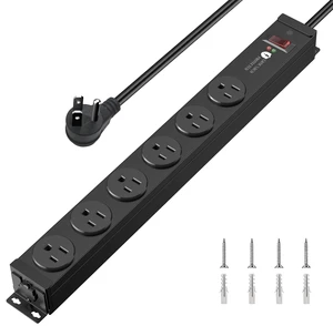 4000J Metal Heavy Duty Power Strip,15A/1875W,3 FT 6 Outlets flat extension cord, long wall mount Industrial Surge Protector for Garage, Workshop, Office 4000J Metal Heavy Duty Power Strip,15A/1875W,3 FT 6 Outlets flat extension cord, long wall mount Industrial Surge Protector for Garage, Workshop, Office