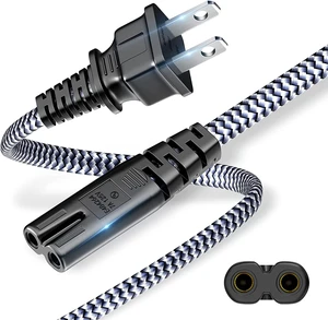 Power Cord, Short 2 Prong Power Cable 16.4ft/5m AC Power Cable 7A 125V 18AWG Electric Adapter Cables 2 Pin Replacement Cable for PS5,PS4,PS3,Game Console,Printer,Monitor, Speaker, HDTV Power Cord, Short 2 Prong Power Cable 16.4ft/5m AC Power Cable 7A 125V 18AWG Electric Adapter Cables 2 Pin Replacement Cable for PS5,PS4,PS3,Game Console,Printer,Monitor, Speaker, HDTV