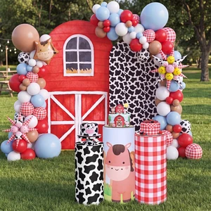 Set of 5 Farm Party Decoration 2 Pcs Barn Animal Spandex Arch Backdrop Covers, 3 Pcs Cylinder Pedestal Covers for Party Supplies Birthday Backdrop Decor Dessert Table Display Set of 5 Farm Party Decoration 2 Pcs Barn Animal Spandex Arch Backdrop Covers, 3 Pcs Cylinder Pedestal Covers for Party Supplies Birthday Backdrop Decor Dessert Table Display