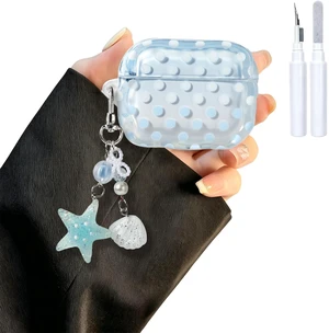 for AirPods Pro 3 Case Polka Dot Aesthetics Cover -Blue Dots Cute Polka Dot Aesthetics Shell Starfish Keychain Girls Women Case for AirPods Pro 3rd Generation(2025) for AirPods Pro 3 Case Polka Dot Aesthetics Cover -Blue Dots Cute Polka Dot Aesthetics Shell Starfish Keychain Girls Women Case for AirPods Pro 3rd Generation(2025)