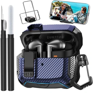 Compatible with Samsung Galaxy Buds 3 Pro Case/Bud3 Cover Lock Clip with Phone Stand for Men, Military Shell Galaxy Buds Pro 3/ Bud 3 Protective Armor Skin with with Cleaner Kit & Carabiner Compatible with Samsung Galaxy Buds 3 Pro Case/Bud3 Cover Lock Clip with Phone Stand for Men, Military Shell Galaxy Buds Pro 3/ Bud 3 Protective Armor Skin with with Cleaner Kit & Carabiner