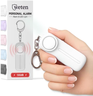 Personal Safety Alarm Keychain - 130dB Siren, LED Light, Panic Pin Compact Self-Defense Device and Emergency Whistle Alternative for Women, College, Travel, and Night Walk Protection (White) Personal Safety Alarm Keychain - 130dB Siren, LED Light, Panic Pin Compact Self-Defense Device and Emergency Whistle Alternative for Women, College, Travel, and Night Walk Protection (White)