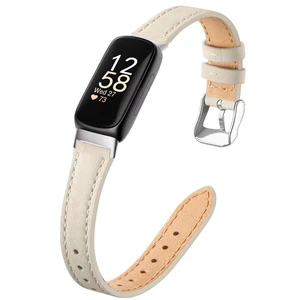 Slim Leather Band For Fitbit Inspire 3,Beige/Silver Women,Leather,Strap,Thin,Wristband Slim Leather Band For Fitbit Inspire 3,Beige/Silver Women,Leather,Strap,Thin,Wristband