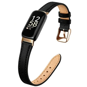 Slim Leather Band For Fitbit Inspire 3,Black/Rose Gold Women,Leather,Strap,Thin,Wristband Slim Leather Band For Fitbit Inspire 3,Black/Rose Gold Women,Leather,Strap,Thin,Wristband