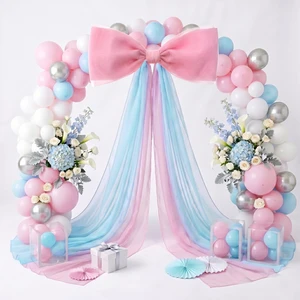 39x70 Inch Extra Large Pink and Blue Bows, Giant Tulle Bow Gender Reveal Backdrop Decorations, Boy or Girl Baby Shower Party Arch Wall Hanging (Pink and Blue) 39x70 Inch Extra Large Pink and Blue Bows, Giant Tulle Bow Gender Reveal Backdrop Decorations, Boy or Girl Baby Shower Party Arch Wall Hanging (Pink and Blue)