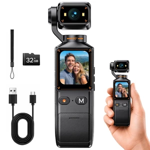 2K Vlogging Camera with 180° Rotating Lens, Pocket Handheld Video Camera WiFi App Control, 7-Hour Battery, 1.69 Screen, 32GB Card, Vlog Camera for Content Creators, YouTube, TikTok, Travel Diaries 2K Vlogging Camera with 180° Rotating Lens, Pocket Handheld Video Camera WiFi App Control, 7-Hour Battery, 1.69 Screen, 32GB Card, Vlog Camera for Content Creators, YouTube, TikTok, Travel Diaries