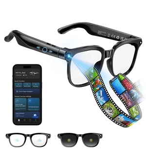 Smart Glasses with Camera and Bluetooth - AI Glasses for Men Anti-Shake Real-Time Translation Object Recognition ChatGPT Assistant Long Battery Life for Meetings Video Recording Vlogs (Universal Size) Smart Glasses with Camera and Bluetooth - AI Glasses for Men Anti-Shake Real-Time Translation Object Recognition ChatGPT Assistant Long Battery Life for Meetings Video Recording Vlogs (Universal Size)