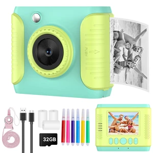 Kids Instant Print Camera,Christmas Birthday Gifts for Girls and Boys,1080P HD Video Digital Kids Camera with Print Paper&32G Card,Toddler Toy for 3-14 Years Old (Green) Kids Instant Print Camera,Christmas Birthday Gifts for Girls and Boys,1080P HD Video Digital Kids Camera with Print Paper&32G Card,Toddler Toy for 3-14 Years Old (Green)