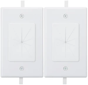 1 Gang Wall Plate Cable Pass Through with Low Voltage Mounting Bracket, in Wall Cable Management Kit Built in Flexible Rubber Passthrough for Low-Voltage Cable Easy Install, 2 Pack White 1 Gang Wall Plate Cable Pass Through with Low Voltage Mounting Bracket, in Wall Cable Management Kit Built in Flexible Rubber Passthrough for Low-Voltage Cable Easy Install, 2 Pack White